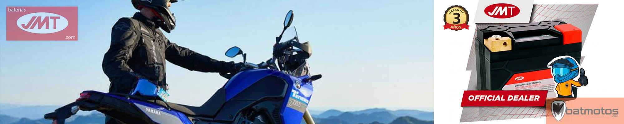 Bater&iacute;as JMT para todo tipo de motos Litio Plomo Gel AGM